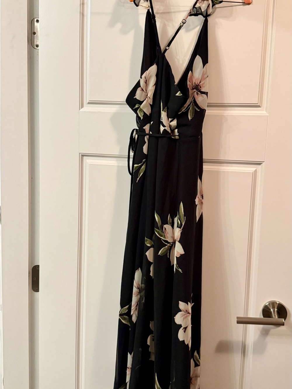 Lulu's Black Maxi Dress with Cream Floral Print